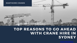 TOP REASONS TO GO AHEAD WITH CRANE HIRE IN SYDNEY