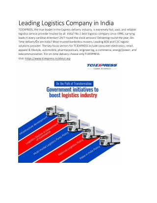 Leading logistics company in India