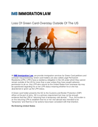 Loss Of Green Card-Overstay Outside Of The US