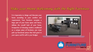 Make your Home Welcoming with the Right Furniture