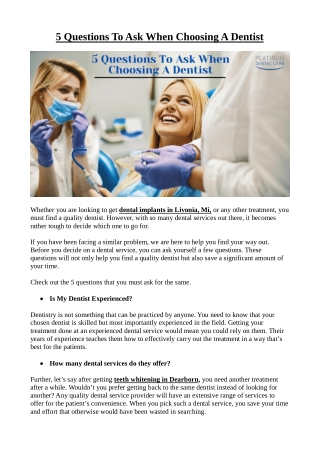 5 Questions To Ask When Choosing A Dentist