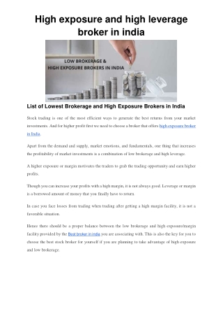 High exposure and high leverage broker in india