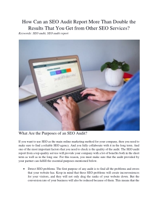 How Can an SEO Audit Report More Than Double the Results That You Get from Other SEO Services