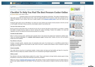 Checklist To Help You Find The Best Pressure Cooker Online