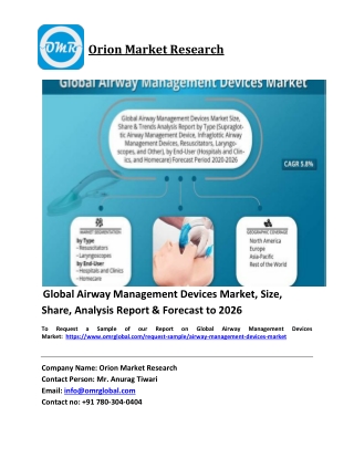 Global Airway Management Devices Market Size, Industry Trends, Share and Forecast 2020-2026