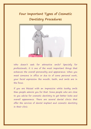 Four Important Types of Cosmetic Dentistry Procedures