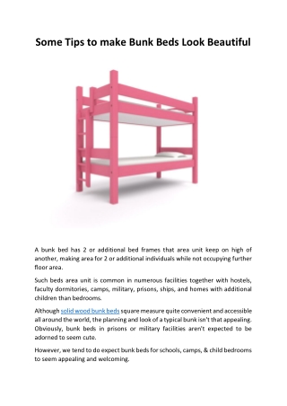 Some Tips to make Bunk Beds Look Beautiful