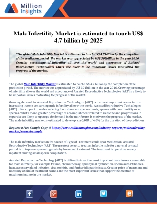 Worldwide Male Infertility Market Key Trends, Manufacturers In Globe, Benefits, And Opportunities To 2025