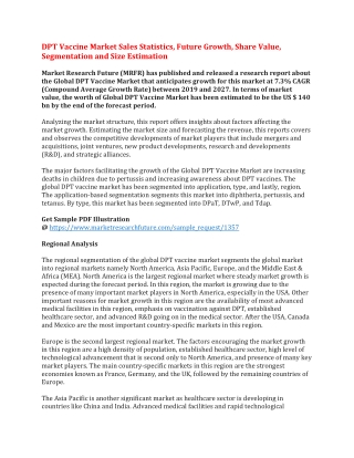 DPT Vaccine Market Sales Statistics, Future Growth, Share Value, Segmentation and Size Estimation