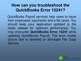 How can you troubleshoot the QuickBooks Error 15241