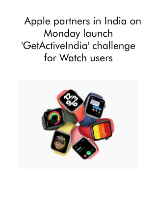 Apple Partners in India on Monday Launch 'GetActiveIndia' Challenge for Watch Users