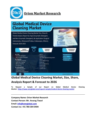 Global Medical Device Cleaning Market Growth, Size, Share, Industry Report and Forecast 2020-2026