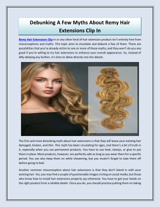 Debunking A Few Myths About Remy Hair Extensions Clip In