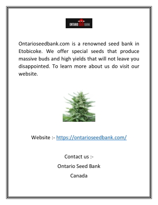 Etobicoke Seed Bank | Ontarioseedbank.com