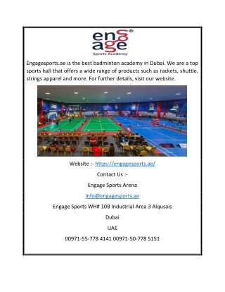 Dubai Badminton Club | Engage sports.ae