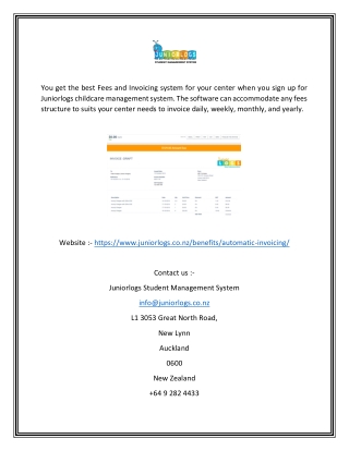Juniorlogs offers The Best Invoicing Software for childcare centers in NZ