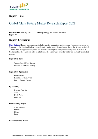 Glass Battery Market Research Report 2021