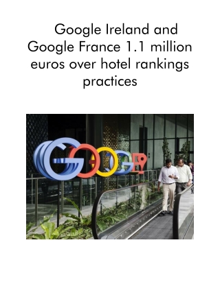 Google Ireland and Google France 1.1 Million Euros Over Hotel Rankings Practices