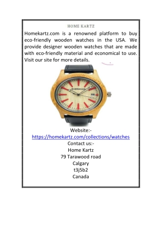 Eco Friendly Wooden Watches Online USA | Homekartz.com