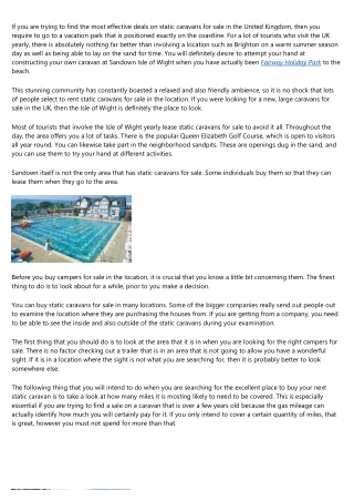 An Introduction to holiday accommodation on the isle of wight - fairwayholidaypark.co.uk