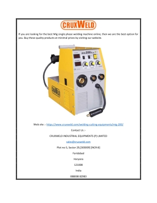 Single Phase Welding Machine | Cruxweld.com