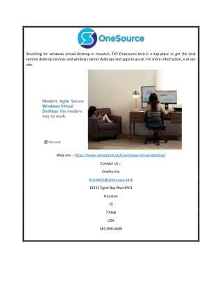 Windows Virtual Desktop Houston TX  | Onesource.tech