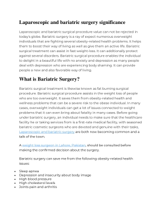 Laparoscopic and bariatric surgery significance