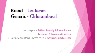 Chlorambucil Leukeran Medication Cost, Dosage, Uses, Side Effects