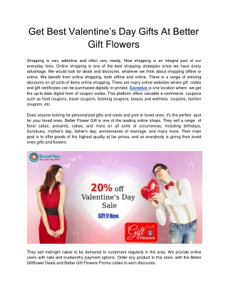 Get Best Valentine’s Day Gifts At Better Gift Flowers