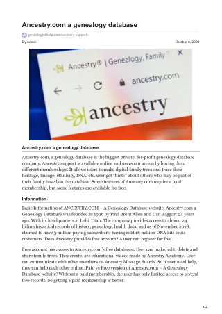 Ancestry.com a genealogy database