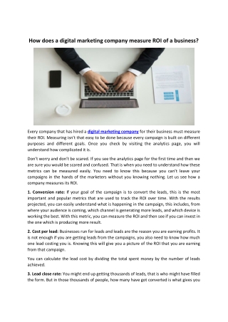 How does a digital marketing company measure ROI of a business?