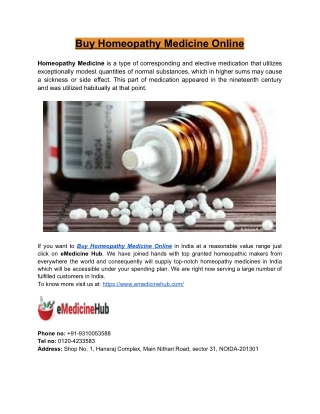 Buy Homeopathy Medicine Online