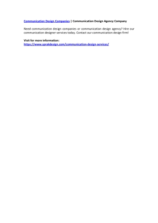 Communication Design Companies | Communication Design Agency Company
