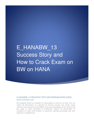 E_HANABW_13 Success Story and How to Crack Exam on BW on HANA