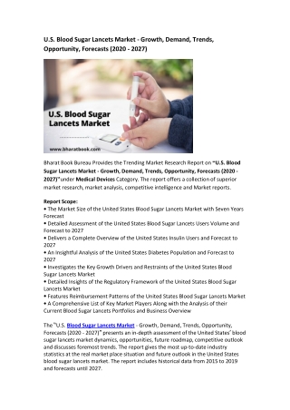 U. S. Blood Sugar Lancets Market Research Report 2020-2027