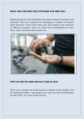 WHAT ARE THE BEST MULTIVITAMIN FOR MEN 2021