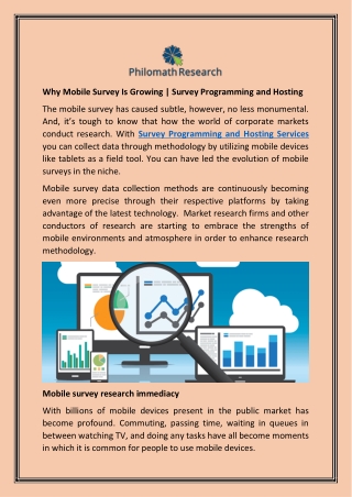 Why Mobile Survey Is Growing | Survey Programming and Hosting