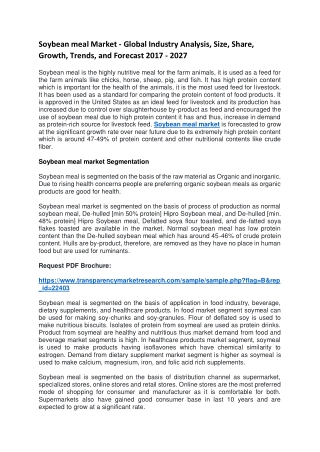Soybean meal Market - Global Industry Analysis, Size, Share, Growth, Trends, and Forecast 2017 - 2027
