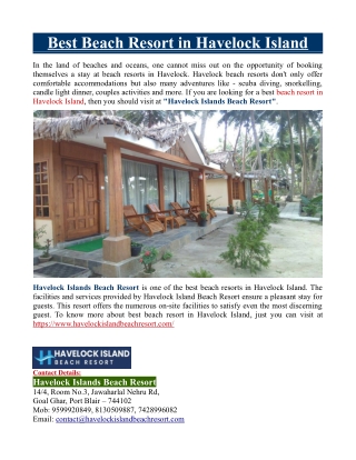 Best Beach Resort in Havelock Island