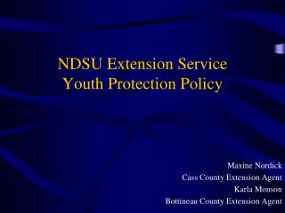NDSU Extension Service Youth Protection Policy