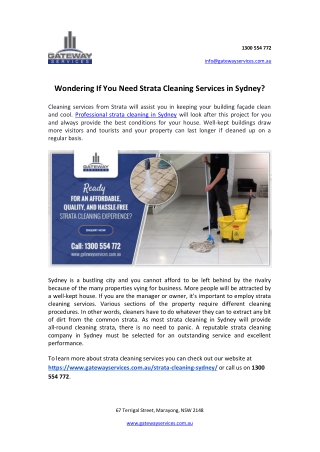 Wondering if you need strata cleaning services in Sydney?