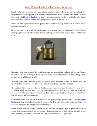 Why Unbreakable Padlocks are Important