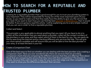 How to Search For a Reputable and Trusted Plumber