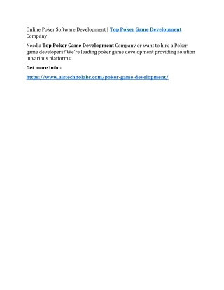 Online Poker Software Development | Top Poker Game Development Company