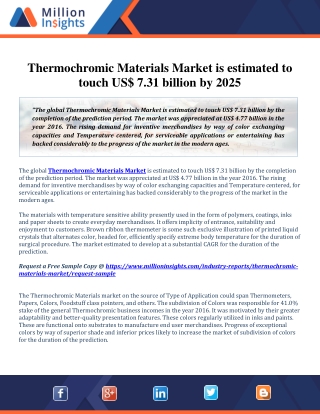 Global Thermochromic Materials Market Assessment by Type, Sales, Revenue and Application 2014-2025