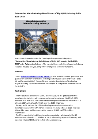 Automotive Manufacturing Global Group of Eight (G8) Industry Guide 2015-2024