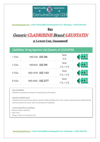 Buy Cladribine Ms Mavenclad Chemotherapy at the Lowest Cost
