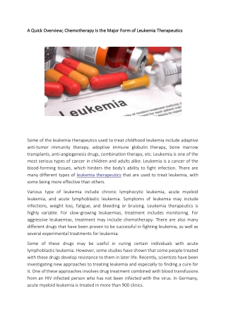 Leukemia therapeutics converted