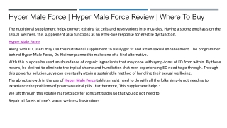 Hyper Male Force | Supplement Review