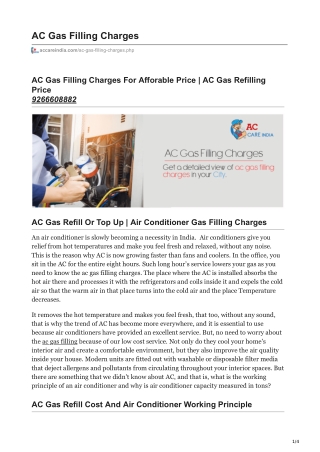 AC Gas Filling And Service Charges List